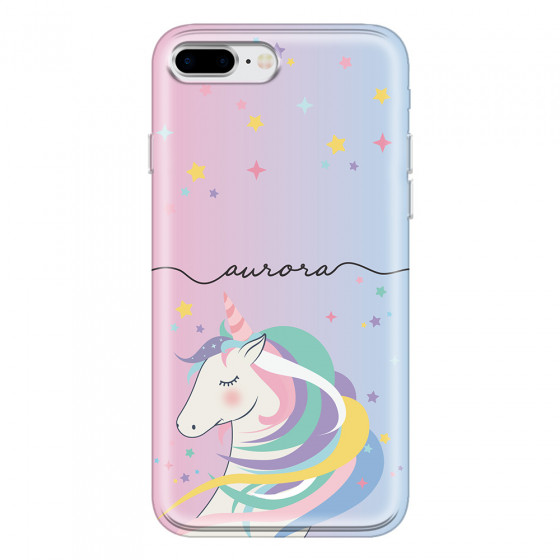 APPLE - iPhone 8 Plus - Soft Clear Case - Pink Unicorn Handwritten