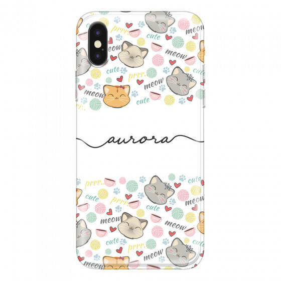 APPLE - iPhone XS - Soft Clear Case - Cute Kitten Pattern