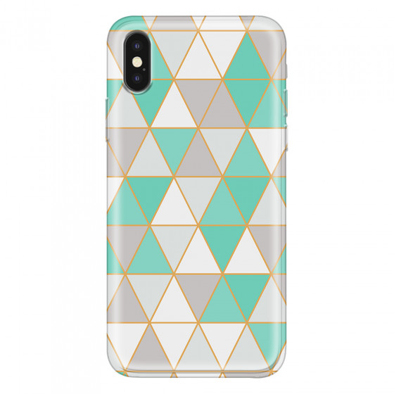APPLE - iPhone XS - Soft Clear Case - Green Triangle Pattern