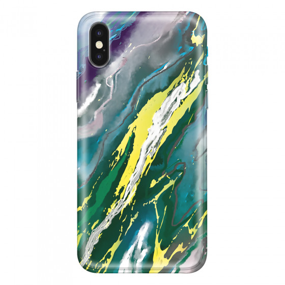 APPLE - iPhone XS - Soft Clear Case - Marble Rainforest Green