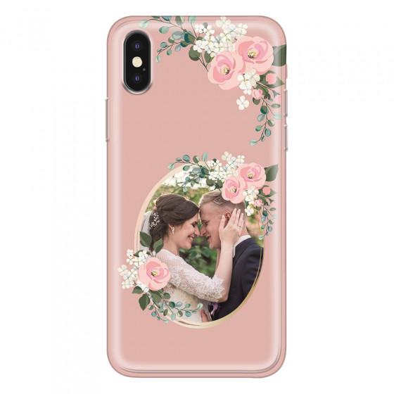 APPLE - iPhone XS - Soft Clear Case - Pink Floral Mirror Photo