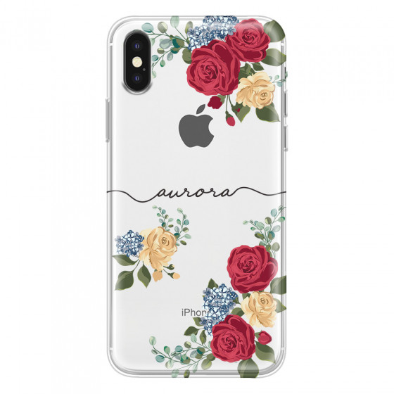 APPLE - iPhone XS - Soft Clear Case - Red Floral Handwritten