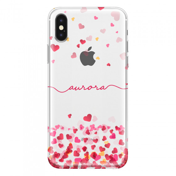APPLE - iPhone XS - Soft Clear Case - Scattered Hearts