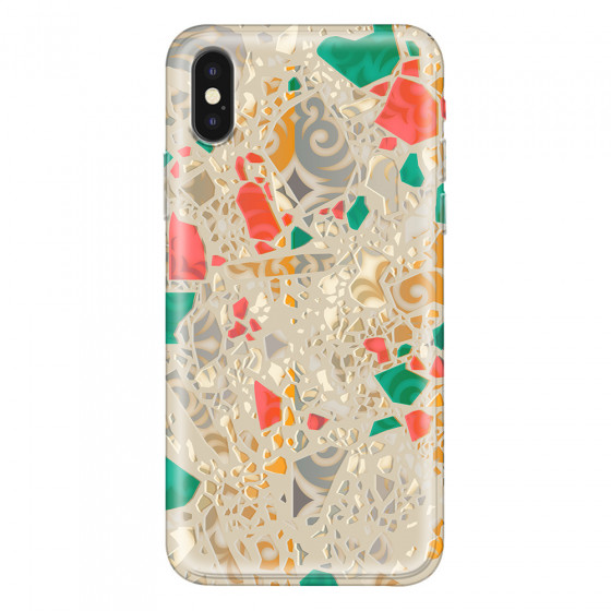 APPLE - iPhone XS - Soft Clear Case - Terrazzo Design Gold