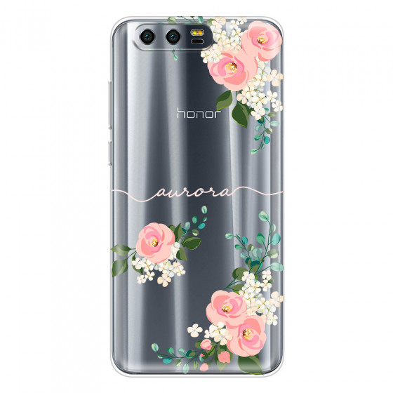 HONOR - Honor 9 - Soft Clear Case - Light Pink Floral Handwritten