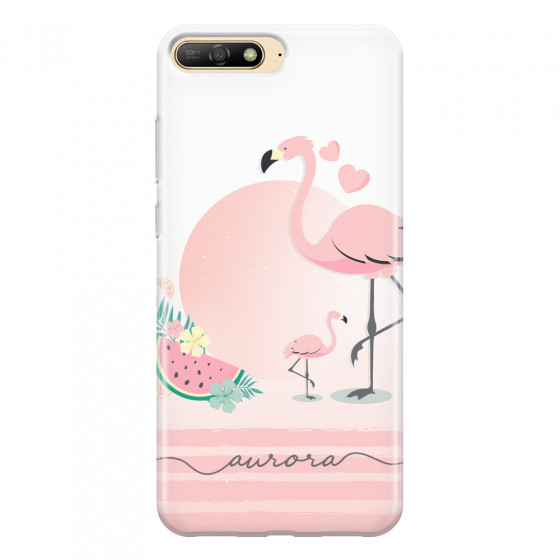 HUAWEI - Y6 2018 - Soft Clear Case - Flamingo Vibes Handwritten
