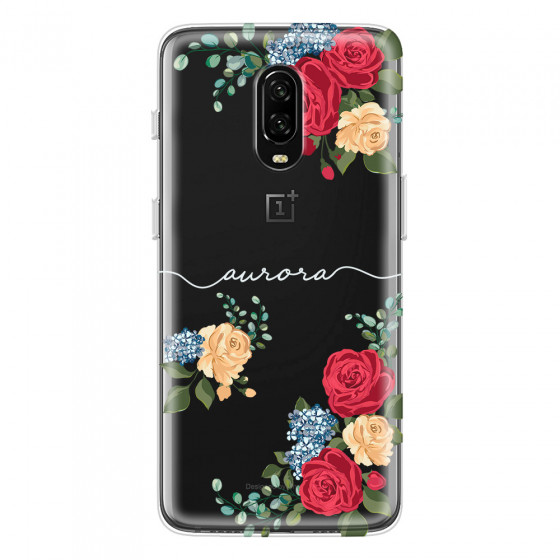 ONEPLUS - OnePlus 6T - Soft Clear Case - Light Red Floral Handwritten