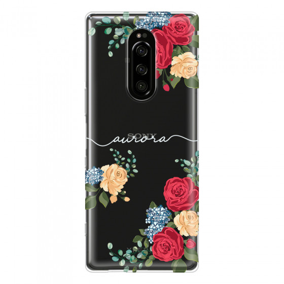 SONY - Sony 1 - Soft Clear Case - Light Red Floral Handwritten