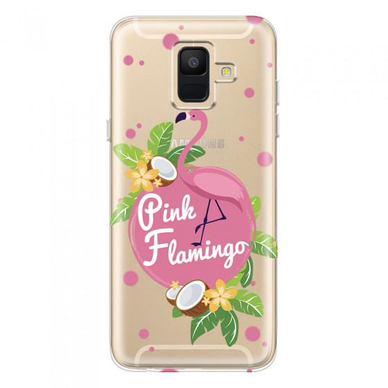 SAMSUNG - Galaxy A6 - Soft Clear Case - Pink Flamingo