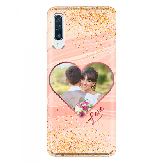 SAMSUNG - Galaxy A50 - Soft Clear Case - Glitter Love Heart Photo
