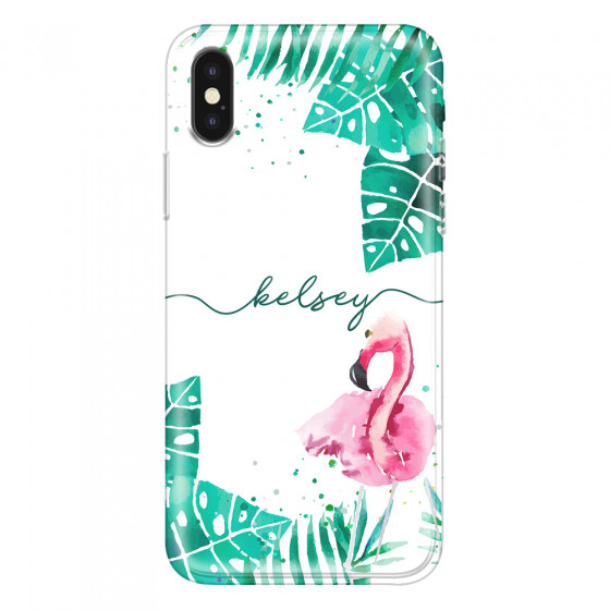 APPLE - iPhone XS - Soft Clear Case - Flamingo Watercolor