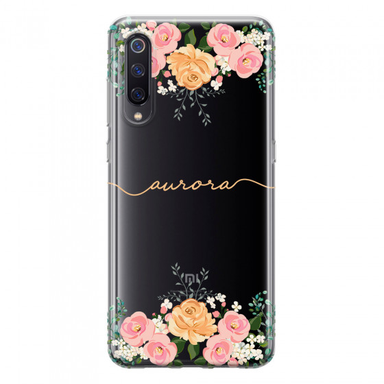 XIAOMI - Xiaomi Mi 9 - Soft Clear Case - Gold Floral Handwritten
