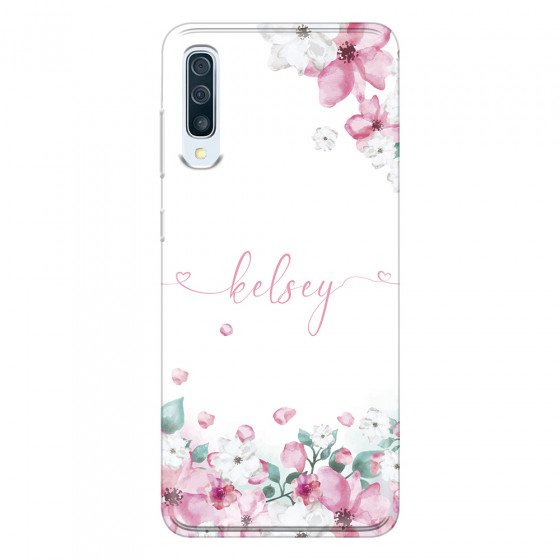 SAMSUNG - Galaxy A50 - Soft Clear Case - Watercolor Flowers Handwritten