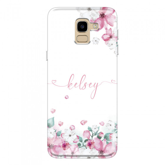 SAMSUNG - Galaxy J6 - Soft Clear Case - Watercolor Flowers Handwritten