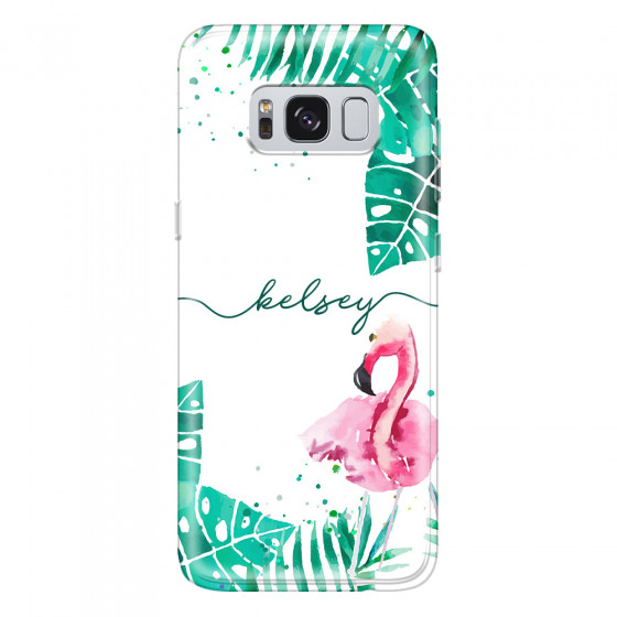 SAMSUNG - Galaxy S8 Plus - Soft Clear Case - Flamingo Watercolor