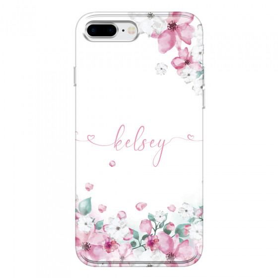 APPLE - iPhone 8 Plus - Soft Clear Case - Watercolor Flowers Handwritten