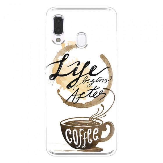 SAMSUNG - Galaxy A40 - Soft Clear Case - Life begins after coffee