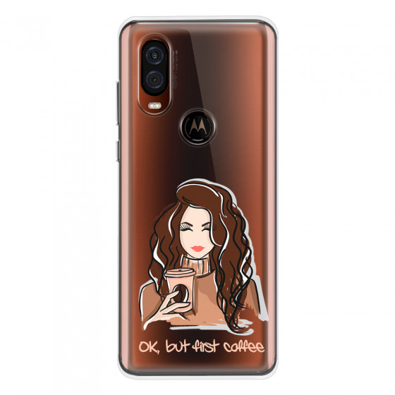 MOTOROLA by LENOVO - Moto One Vision - Soft Clear Case - But First Coffee Light