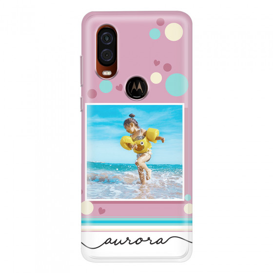 MOTOROLA by LENOVO - Moto One Vision - Soft Clear Case - Cute Dots Photo Case