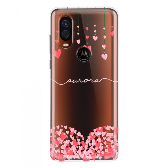 MOTOROLA by LENOVO - Moto One Vision - Soft Clear Case - Light Love Hearts Strings