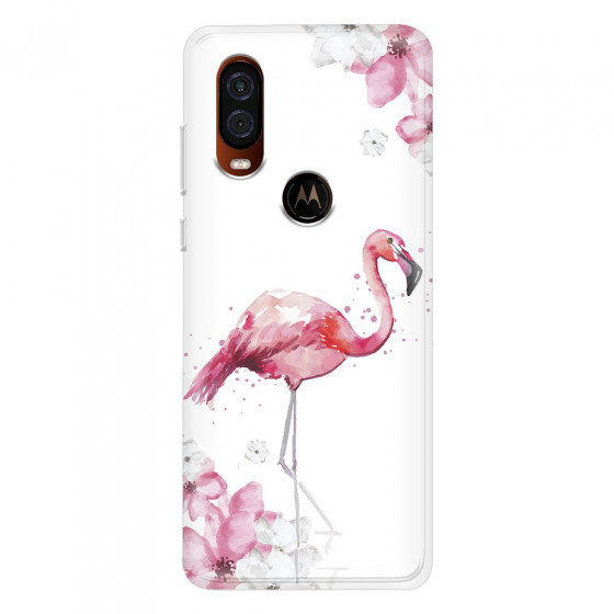 MOTOROLA by LENOVO - Moto One Vision - Soft Clear Case - Pink Tropes