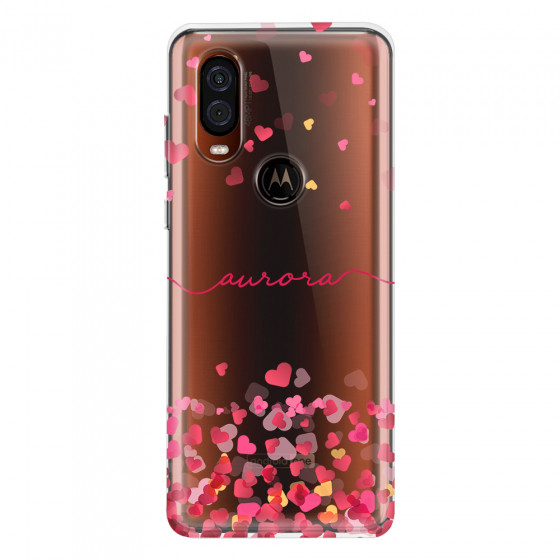 MOTOROLA by LENOVO - Moto One Vision - Soft Clear Case - Scattered Hearts