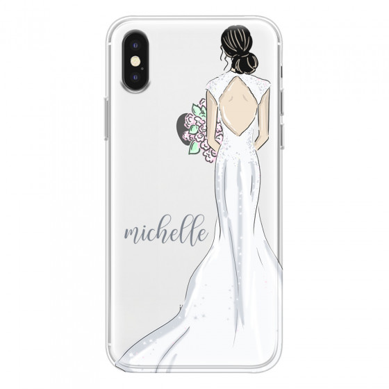 APPLE - iPhone XS - Soft Clear Case - Bride To Be Blackhair Dark