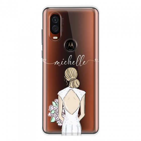 MOTOROLA by LENOVO - Moto One Vision - Soft Clear Case - Bride To Be Blonde II.