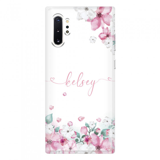 SAMSUNG - Galaxy Note 10 Plus - Soft Clear Case - Watercolor Flowers Handwritten