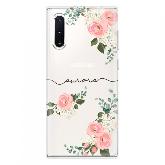 SAMSUNG - Galaxy Note 10 - Soft Clear Case - Pink Floral Handwritten