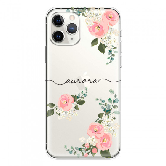 APPLE - iPhone 11 Pro - Soft Clear Case - Pink Floral Handwritten