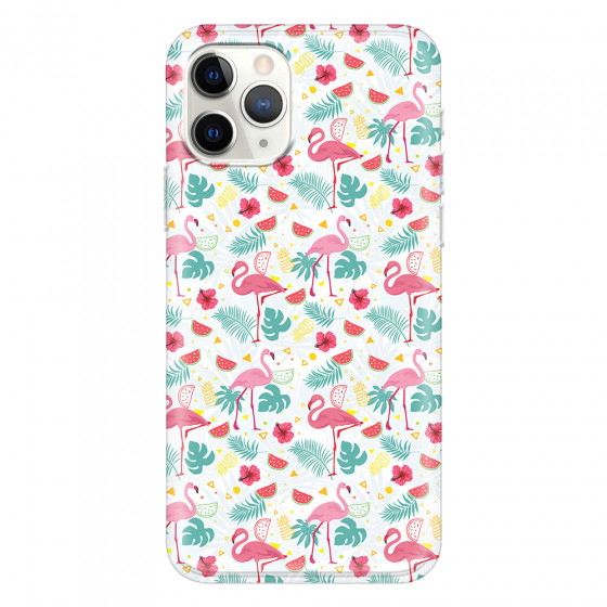 APPLE - iPhone 11 Pro - Soft Clear Case - Tropical Flamingo II