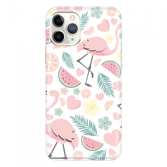 APPLE - iPhone 11 Pro - Soft Clear Case - Tropical Flamingo III