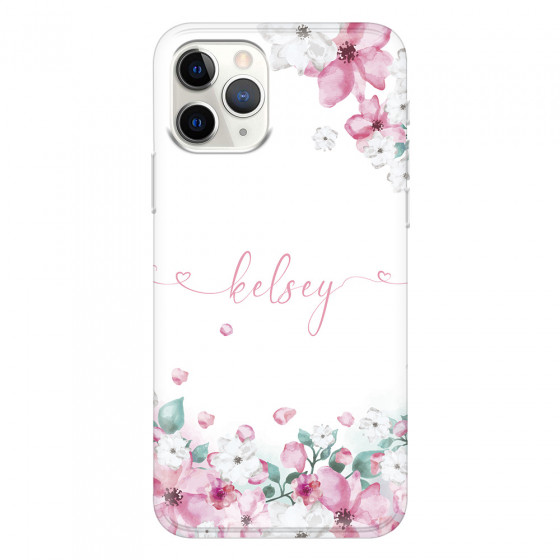 APPLE - iPhone 11 Pro - Soft Clear Case - Watercolor Flowers Handwritten