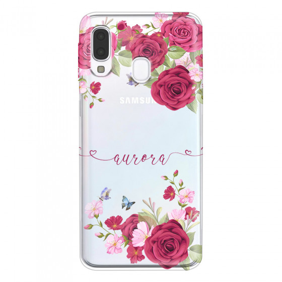 SAMSUNG - Galaxy A40 - Soft Clear Case - Rose Garden with Monogram