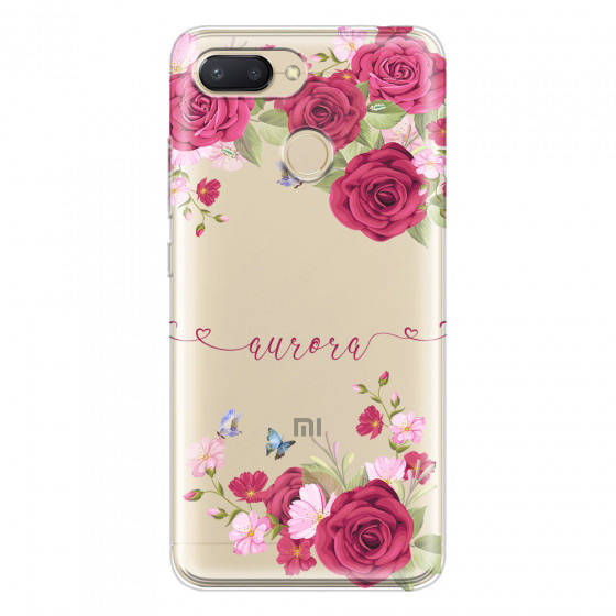 XIAOMI - Redmi 6 - Soft Clear Case - Rose Garden with Monogram