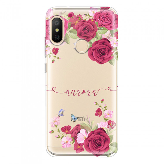 XIAOMI - Mi A2 Lite - Soft Clear Case - Rose Garden with Monogram