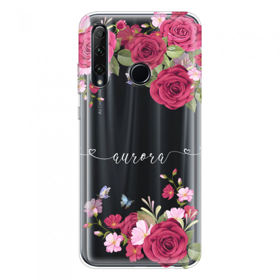 HONOR - Honor 20 lite - Soft Clear Case - Rose Garden with Monogram
