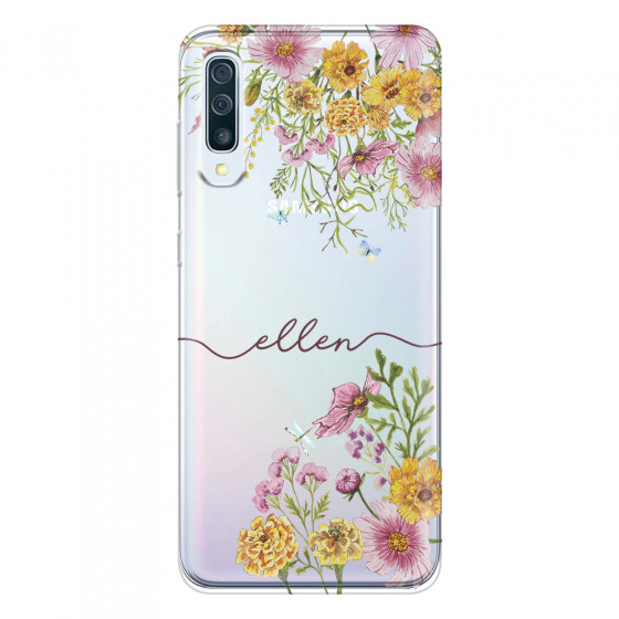 SAMSUNG - Galaxy A70 - Soft Clear Case - Meadow Garden with Monogram