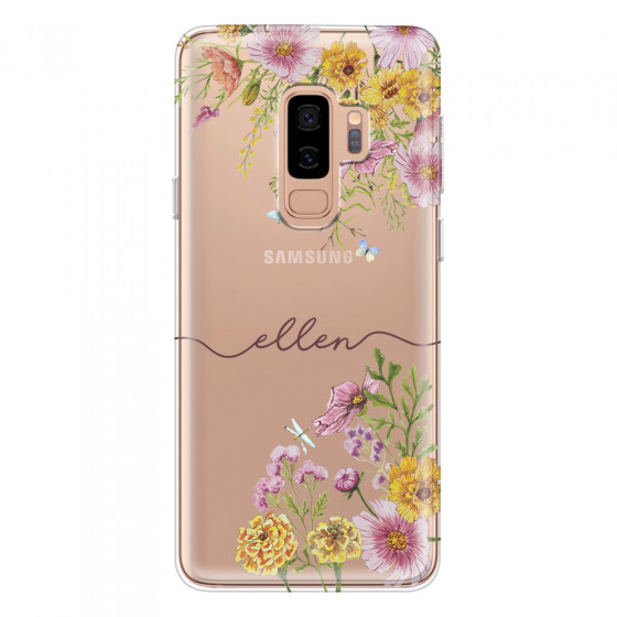 SAMSUNG - Galaxy S9 Plus 2018 - Soft Clear Case - Meadow Garden with Monogram