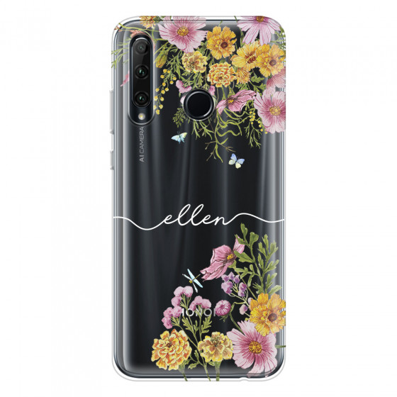HONOR - Honor 20 lite - Soft Clear Case - Meadow Garden with Monogram