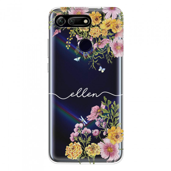 HONOR - Honor View 20 - Soft Clear Case - Meadow Garden with Monogram