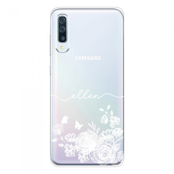 SAMSUNG - Galaxy A70 - Soft Clear Case - Handwritten White Lace