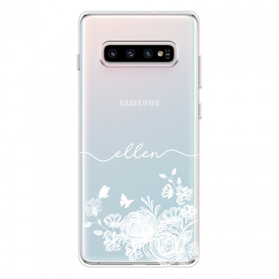 SAMSUNG - Galaxy S10 - Soft Clear Case - Handwritten White Lace