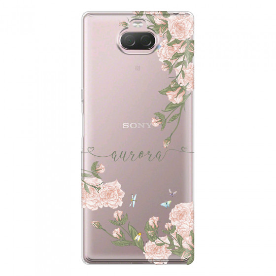 SONY - Sony 10 Plus - Soft Clear Case - Pink Rose Garden with Monogram