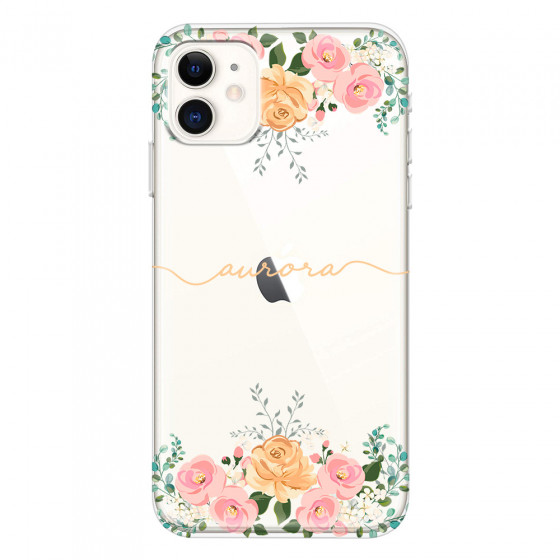 APPLE - iPhone 11 - Soft Clear Case - Gold Floral Handwritten