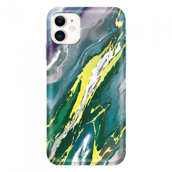 APPLE - iPhone 11 - Soft Clear Case - Marble Rainforest Green