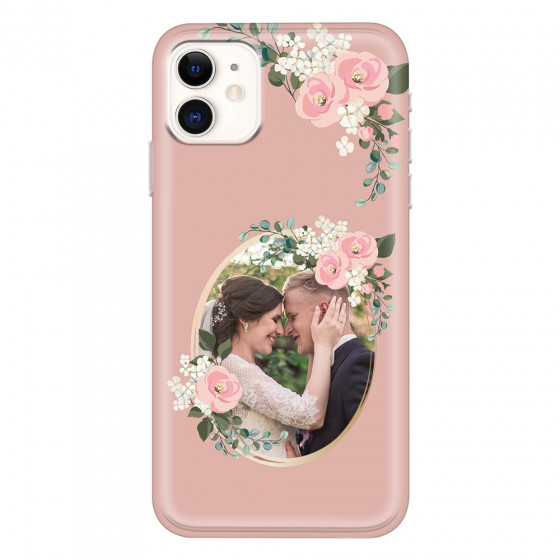 APPLE - iPhone 11 - Soft Clear Case - Pink Floral Mirror Photo