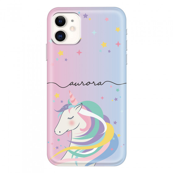APPLE - iPhone 11 - Soft Clear Case - Pink Unicorn Handwritten