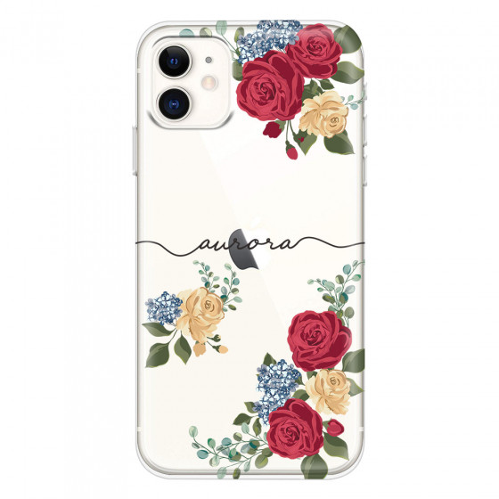 APPLE - iPhone 11 - Soft Clear Case - Red Floral Handwritten